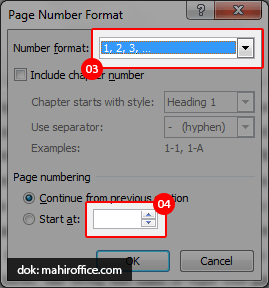 Format page number Word