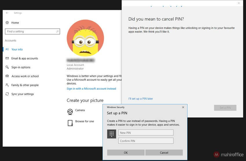 Mengatur password pada Windows 10